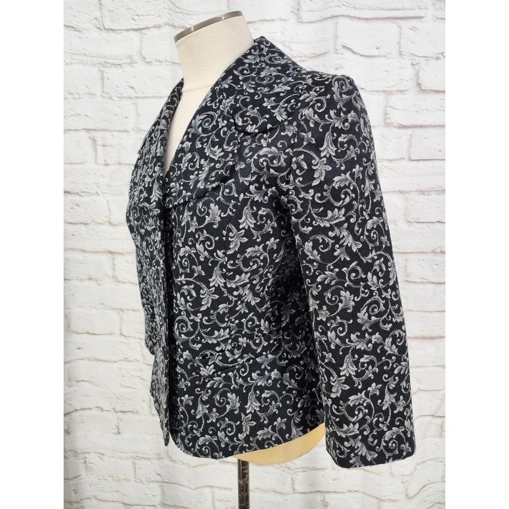 GNW Whimsigoth Blazer Jacket Dark Paisley Gothic 3/4 Sleeves Career Size Large